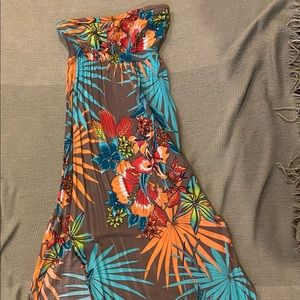 DEPT strapless tropical dress size small